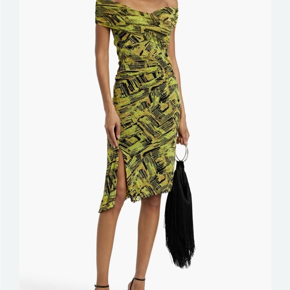 Diane Von Furstenberg Livonia bamboo Chartreuse dress S - Picture 4 of 9